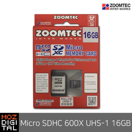 (줌텍) Micro SDHC 600X UHS-1 16GB